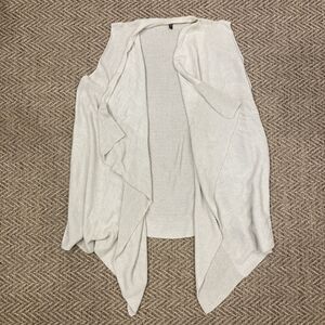 Eileen Fisher Vest Cardigan Women Sz Large Oatmeal Silk Cotton Open Front Drape